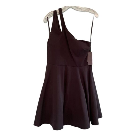 City Studio One Shoulder Mini Dress Black Asymmetrical A-Line Skater 13 - Picture 4 of 10